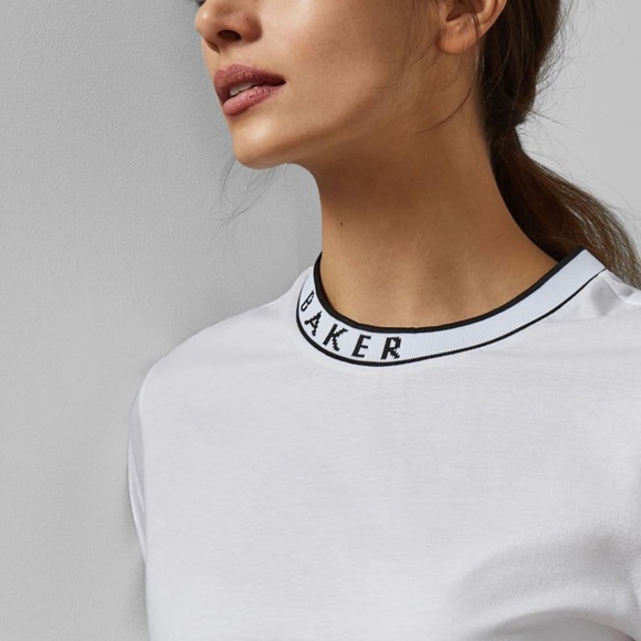 Size 12 NWT Ted Baker Branded Ribbed Tee - Picture 5 of 7